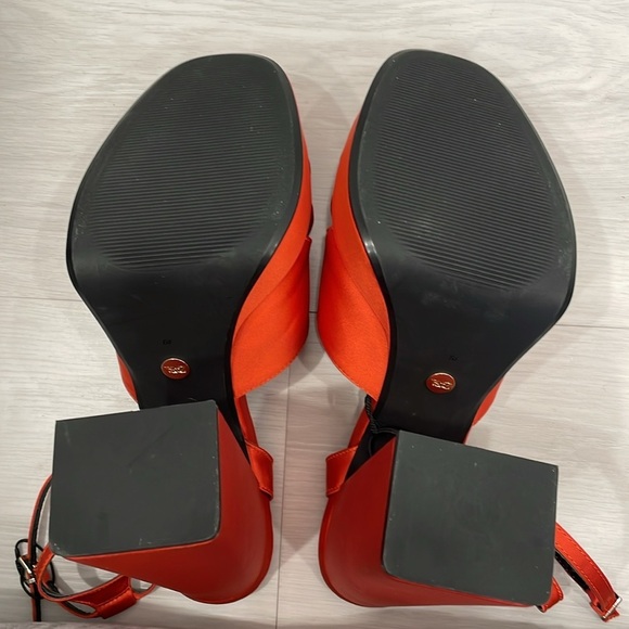 Zara Orange Satin Chunky Platform Heels - Picture 15 of 16